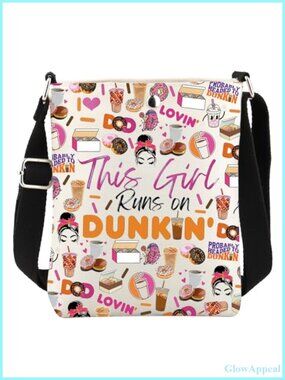 Canvas Crossbody Bag Donut Coffee Gift Graphic Messenger Bag